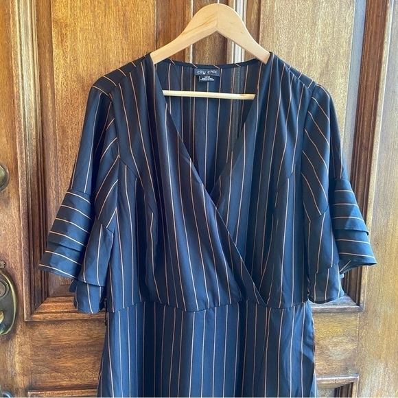 City Chic Blue Striped Dress - Picture 2 of 11